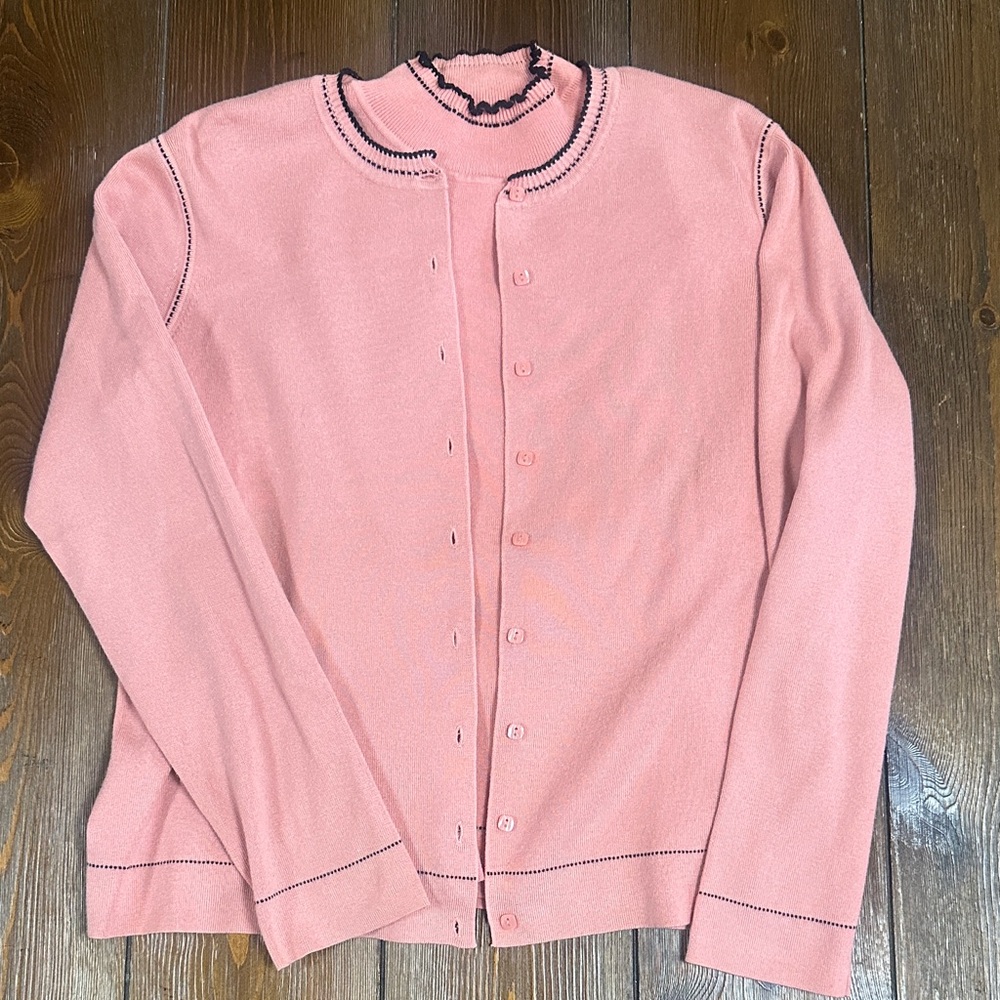 Vintage Cardigan and Sleeveless Mock Neck Sweater Set